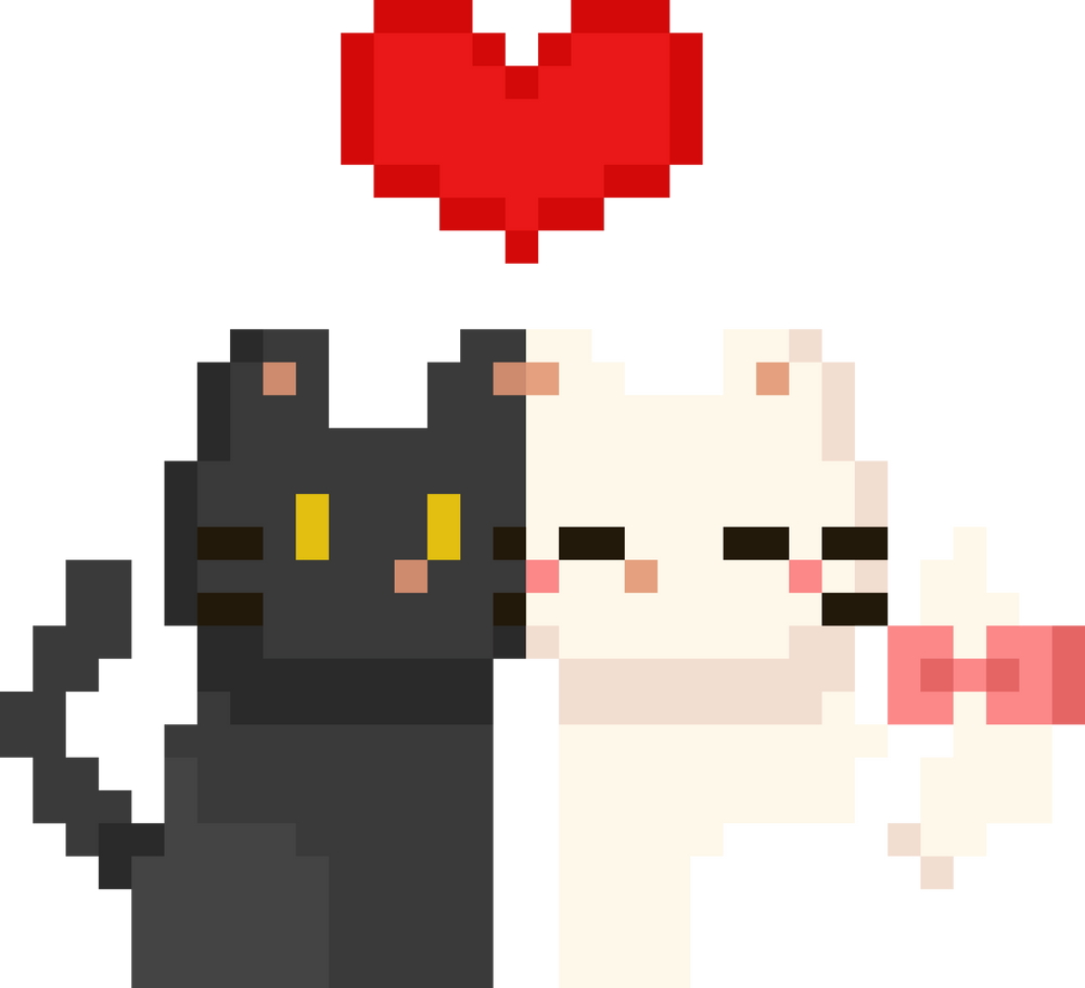 Pixel art cat couple character